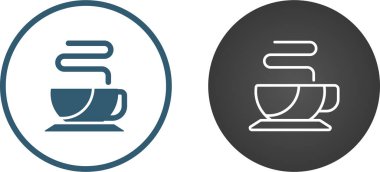 Sıcak çay fincanı simgeleri ayarlandı, vektör illüstrasyonu