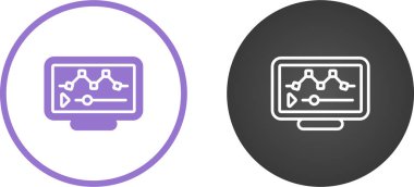 Beyaz arkaplanda grafik simgeleri olan bilgisayar monitörleri seti, vektör illüstrasyonu   