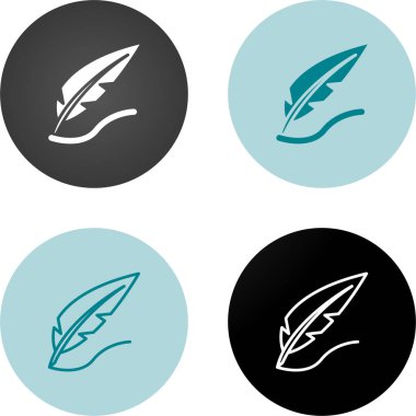 Tüy kalem simgeleri ayarlandı, vektör illüstrasyonu