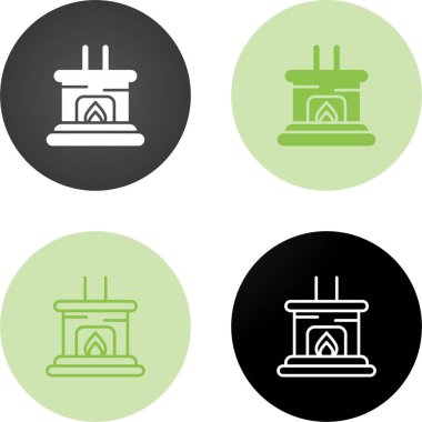 Beyaz arkaplanda şömine simgeleri kümesi, vektör illüstrasyonu  