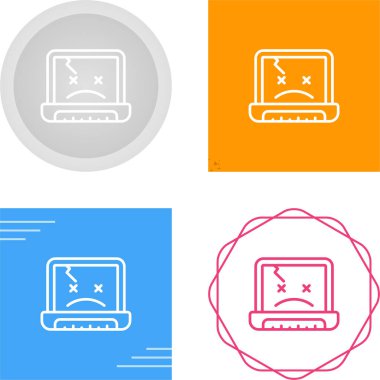 Dizüstü bilgisayardaki üzgün yüzler beyaz arkaplanda izole edilmiş, vektör illüstrasyonu       