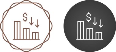 İstatistikler Dolar Vektör Simgesi. Düşen Dolar Para Grafiği