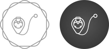 Bir kişinin silueti, harita pin simgesi, GPS konum sembolü, vektör illüstrasyonu ile işaretleyici