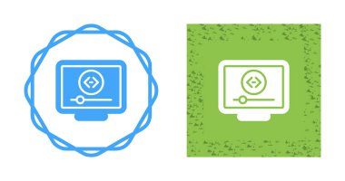 Beyaz arkaplanda video oynatma simgeleri olan bilgisayar monitörleri seti, vektör yanılsaması    