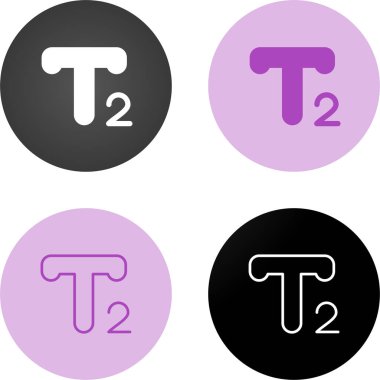 Simple outlined icons with modern style, T2 logo