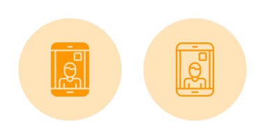 Video arama simgeleri ayarlandı, Avatar sembollü akıllı telefon. vektör illüstrasyonu