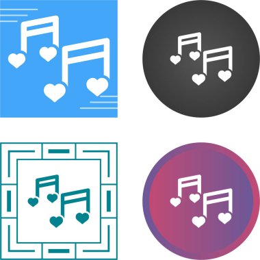 kalp şekilli notalar beyaz arkaplanda simge izole edilir 