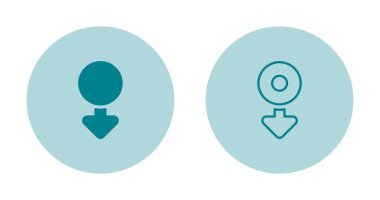 Beyaz arkaplanda izole edilmiş ok ve daire simgeleri, vektör illüstrasyonu 