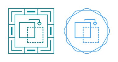 Üst üste binen kareler ve bir ok gösteren vektör simgeleri.