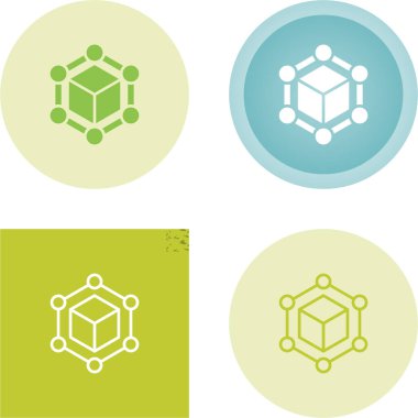 Koyu arkaplanda blok zinciri simgesi logosu konsepti. Kripto para birimi veri imzası tasarımı. Soyut geometrik blok zincir teknolojisi iş tabelası. Vektör illüstrasyonu