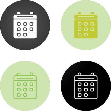 Takvim simgeleri ayarlandı, vektör illüstrasyonu 