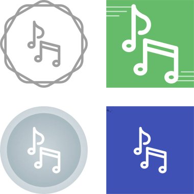 Minimalist vektör illüstrasyonunda soyut bir dizaynda melodiyi, ahengi ve ritmi sembolize eden iki müzik notası silueti yer alır. Müzik içeriği, logolar, albümler ve ses üretimi için ideal.
