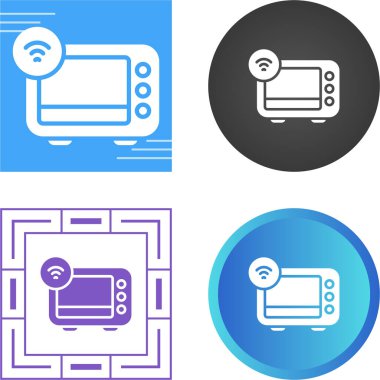 Beyaz zemin üzerinde Wi-Fi simgeleri olan mikrodalgalar. Basit özet biçimi 