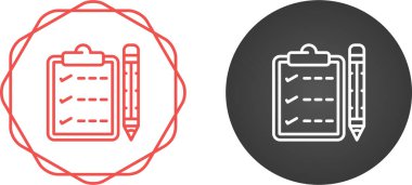 Kalem simgelerine sahip kontrol listesi, vektör illüstrasyonu 