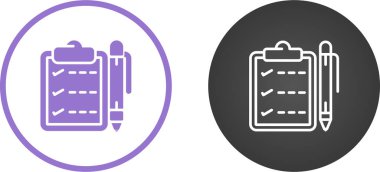 Kalem simgelerine sahip kontrol listesi, vektör illüstrasyonu 