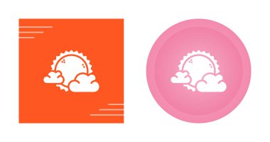 güneş ve bulutlar web simgesi vektör illüstrasyonu