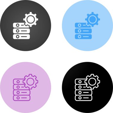 Veritabanı yönetim simgeleri ayarlandı, vektör illüstrasyonu