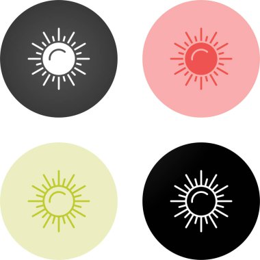 Beyaz arka plan vektör çiziminde ayarlanan güneş simgesi 