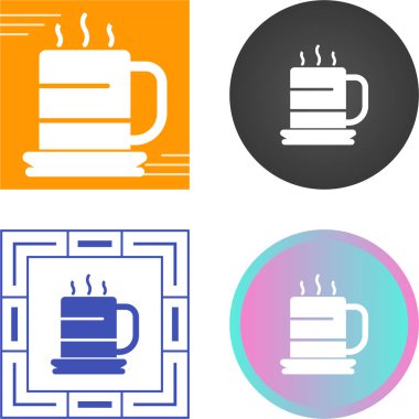 Sıcak kahve fincanı simgeleri beyaz arkaplanda izole edilmiş.