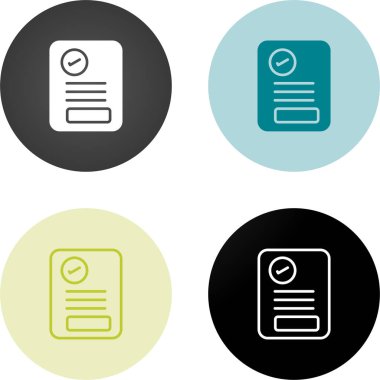 Beyaz arkaplanda izole edilmiş belge onay simgeleri, vektör illüstrasyonu 