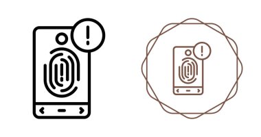 Beyaz arkaplanda parmak izi simgesi olan akıllı telefonlar 