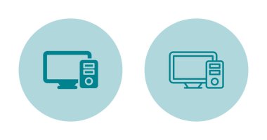 Bilgisayar simgesi ayarlandı. Bilgisayar masaüstü vektör simgeleri, pc simgeleri. 