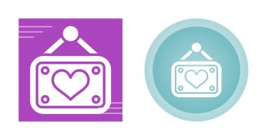 Fotoğraf çerçevesi simgelerinde sade kalp, beyaz arkaplanda izole edilmiş. Vektör illüstrasyonu