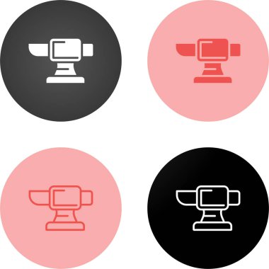 Beyaz arkaplanda izole edilmiş renkli örs simgeleri, vektör illüstrasyonu  