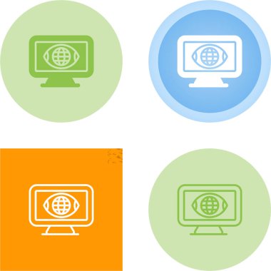 Beyaz arka plan üzerinde izole bilgisayar monitör simgesini. 