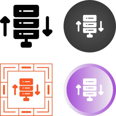 Beyaz arkaplanda izole edilmiş veri depolama ve ok simgeleri  