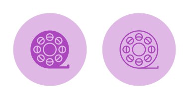 Ölçü mezurası simgesi. Teyp ölçüm simgesi. Rulet inşaat sembolü. Vektör illüstrasyonu.