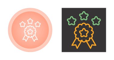 Beyaz arkaplanda izole edilmiş yıldız simgelerine sahip ödül madalyası. 