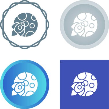 Aylı bir roket gemisi. Beyazda izole edilmiş. Düz çizgi simgesi