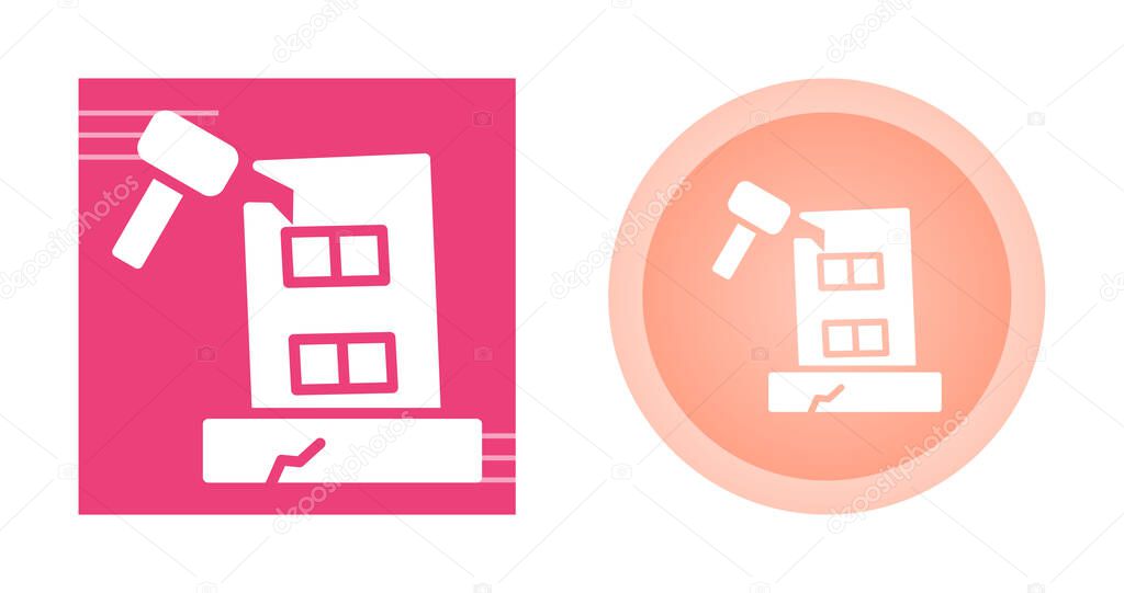 Building Dismantling Vector Icon. Demolition Sign. Isolated Symbol Illustration