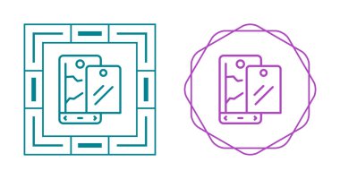 Beyaz arkaplanda resimli akıllı telefon seti, vektör illüstrasyonu      