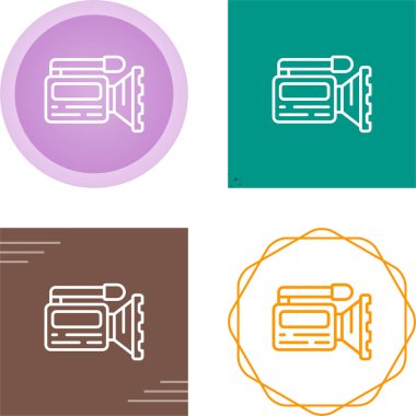 Beyaz arkaplanda bir dizi sinema kamerası simgesi, vektör illüstrasyonu 