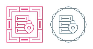 Kalkan simgelerine sahip güvenli sunucu, modern tasarım uygulamaları için mükemmel.