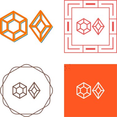 Beyaz arkaplanda izole kristal simgeleri seti