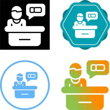 Konuşma balonu vektör illüstrasyonuna sahip ofis çalışanı 