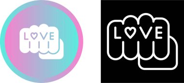 Yumruk web simgesi vektör illüstrasyonunda aşk dövmesi