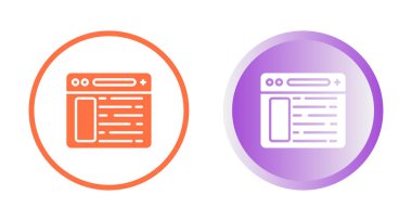 Two colorful circular icons suitable for apps or web pages: an orange filled and a white outline of a web browser window on different gradient backgrounds.