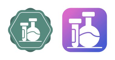 Kimya Matarası ve Test Tüpü Kimyasalları Tutarken Bilim Uygulamaları ve Web Siteleri için Düz Vektör Simgesi