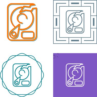 Beyaz arkaplanda izole edilmiş bilgisayar sabit diskleri kümesi, vektör illüstrasyonu  