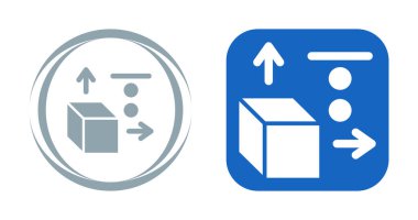 Koordinat Eksenli Küp, Doğrusal Simge Basit Vektör Resimleri 