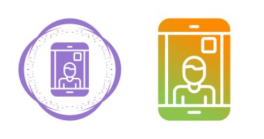 Video arama simgeleri ayarlandı, Avatar sembollü akıllı telefon. vektör illüstrasyonu