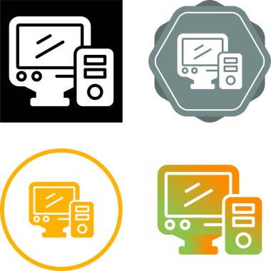 beyaz arkaplanda izole bilgisayar ekranları ve sistem birimleri, vektör illüstrasyonu   