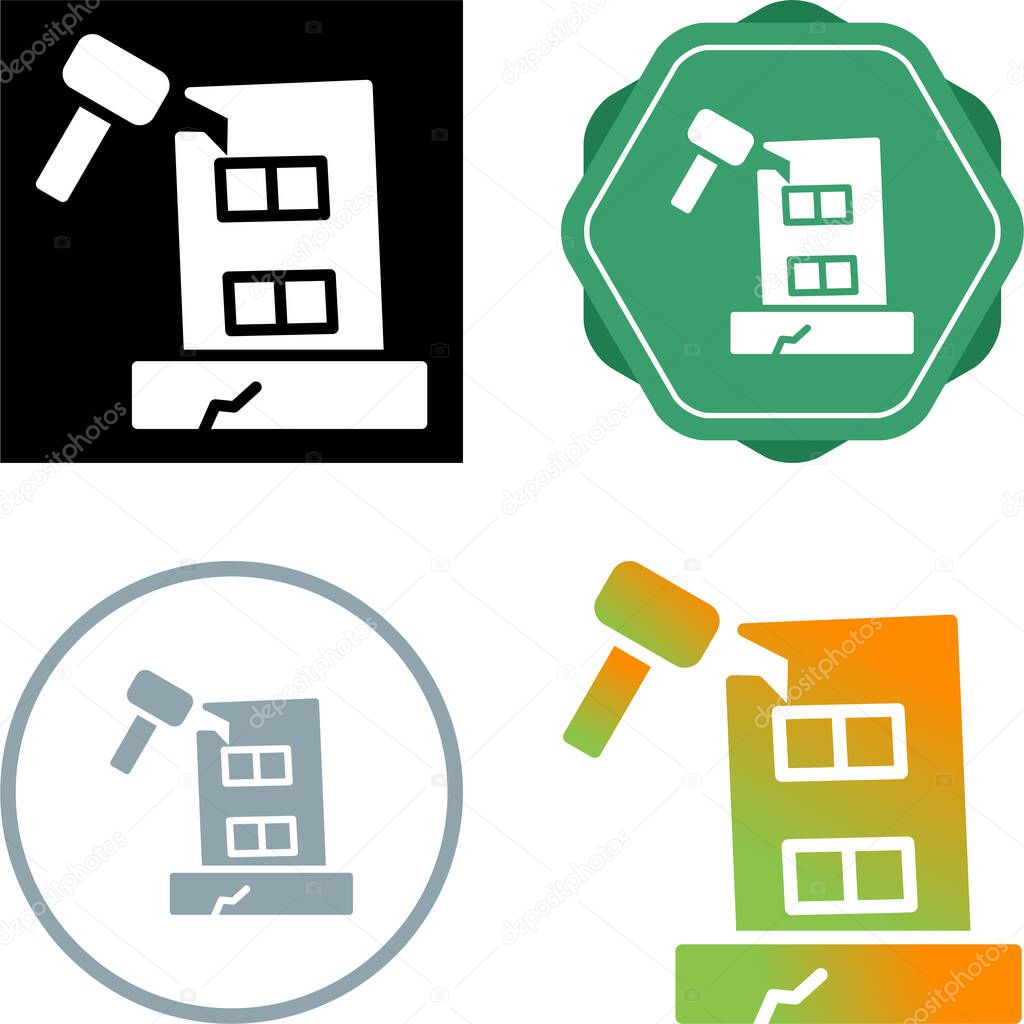Building Dismantling Vector Icon. Demolition Sign. Isolated Symbol Illustration