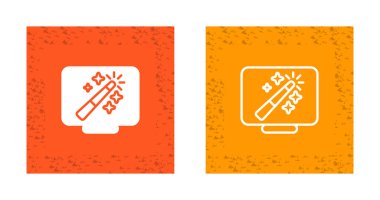 Bilgisayar monitör simgesini. Düz Pc sembolü. Vektör çizim 