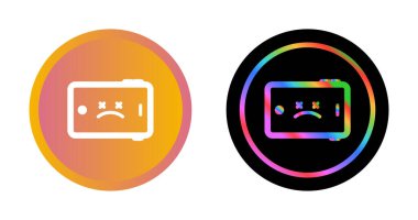 Beyaz arkaplanda izole edilmiş üzgün yüz simgelerine sahip dijital tabletler seti, vektör illüstrasyonu   