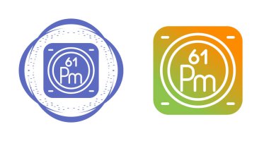 Prometyum 61 sembollü kimyasal element simgelerinin basit web çizimi 